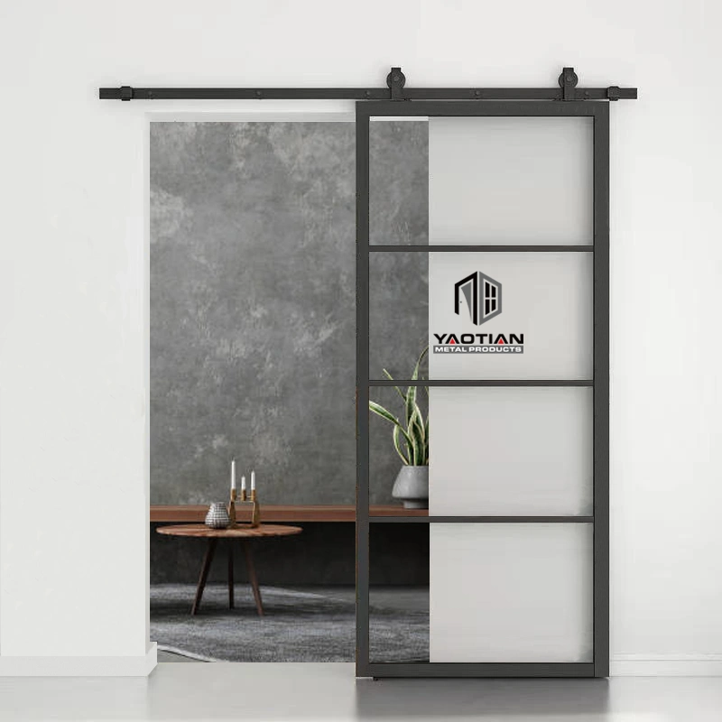 Modern Design Residential Custom Made Toughened Glass Interior Steel Glass Door