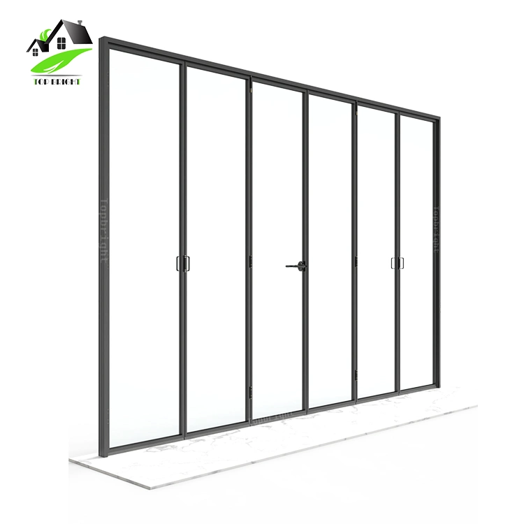 Slide and Swing Interior Doors Slim Frame 6 Panels Bi Fold Doors Accordion Screen Glass Kitchen Folding Door in Guangzhou